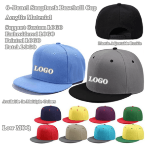 6 Panel Flat Brim Black 3D Embroidery Baseball Cap Designer Custom Embroidered Logo Cotton Snapback Hats For Men - 图片 3