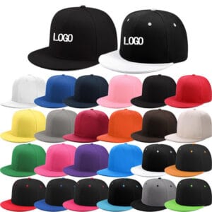 6 Panel Flat Brim Black 3D Embroidery Baseball Cap Designer Custom Embroidered Logo Cotton Snapback Hats For Men