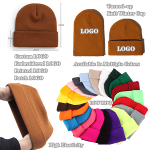 Wholesale Designer Blank Thermal Beanie Custom Logo Acrylic Cuff Knitted Winter Hat Cap Beanies For Men