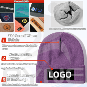 Wholesale Designer Blank Thermal Beanie Custom Logo Acrylic Cuff Knitted Winter Hat Cap Beanies For Men - 图片 4